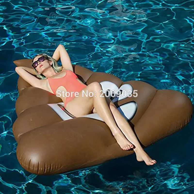 

160CM Giant Stool Inflatable Pool Float Lounger Smile Emoji Swimming Ring For Adults Water Holiday Party Outdoor Toys Chocolate