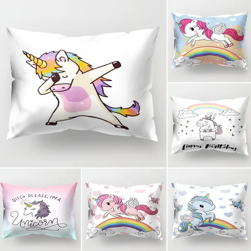 

Cute Unicorn Print Cushion Cover 50*30cm Decorative Pillows For Sofa Pillowcase Home Decor Drop Shipping
