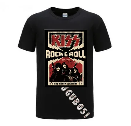 Мужская футболка KISS Rock &amp Roll повседневная черная с надписью All Nite вечерние Новое