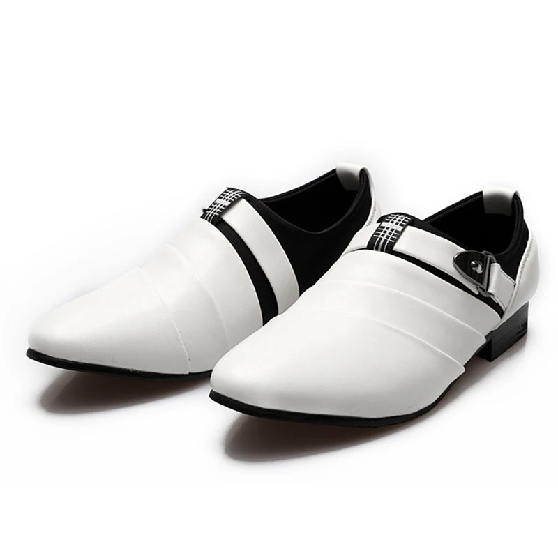 

HOT! Men's Shoes Casual Leather Shoes Men Fashion Slip On Business Leather Shoes Men White Wedding Shoes Men, Sizes 39-44