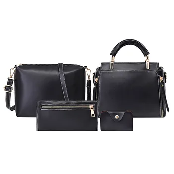 

4pcs Women Bag Set Top-handle Big Capacity Female Handbag Fashion Shoulder Bag Purse Ladies Pu Leather Crossbody Bag New #LR4
