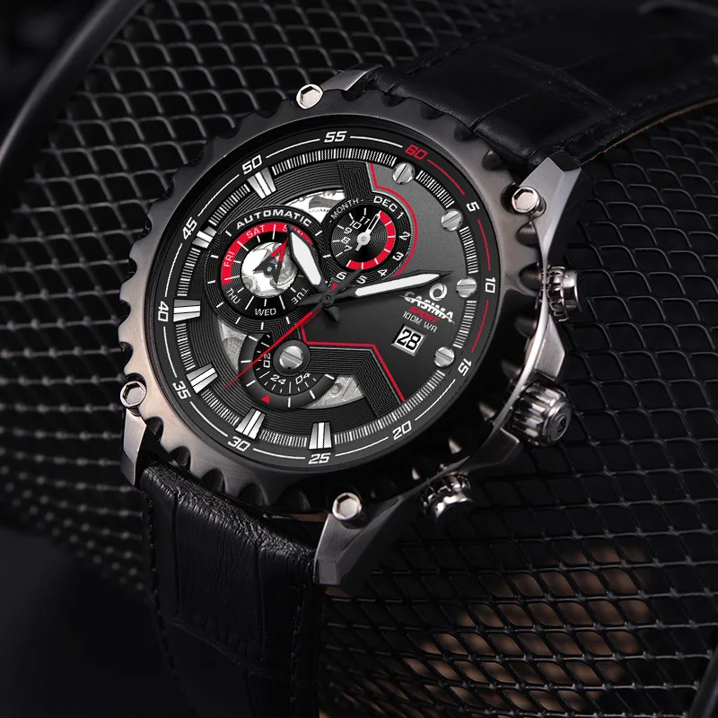Люксовый бренд Новое поступление многофункциональные механические спортивные мужские часы с секундомером водонепроницаемые мужские наручные часы 8211