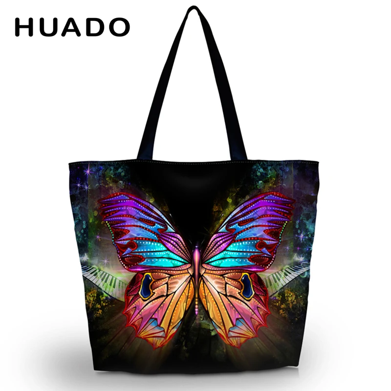 Большая мягкая складная женская сумка-тоут с бабочкой, многоразовая сумка через плечо, сумка для переноски, эко-друг, сумка-тоут