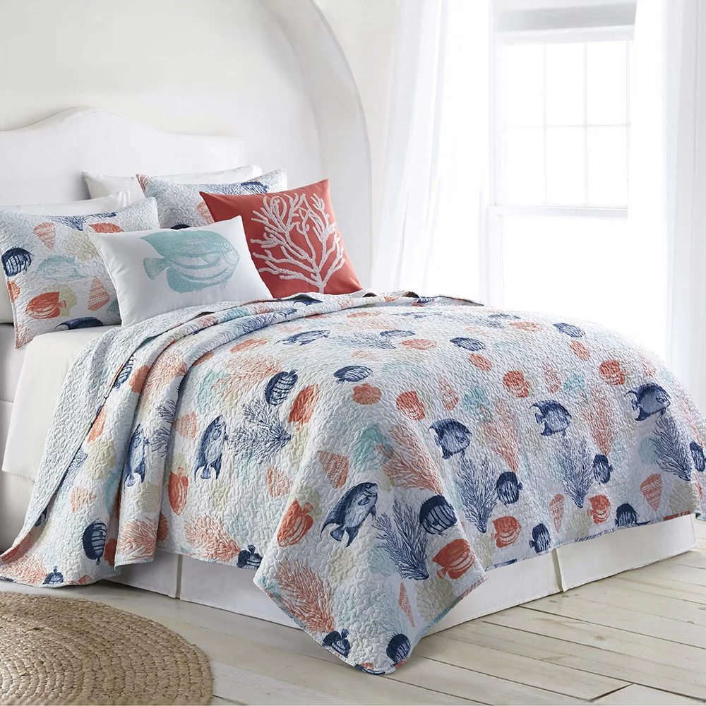 

CHAUSUB Quality Quilt Set 3pcs Ocean Style Cotton Quilts Quilted Bedspread Bed Cover Sheets Pillowcase coverlet Set King Size