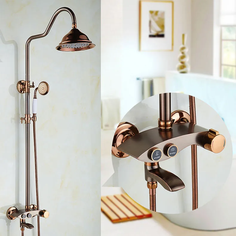 Luxury NEW Antique Rainfall Shower Set Faucet + Tub Mixer Tap + Hand