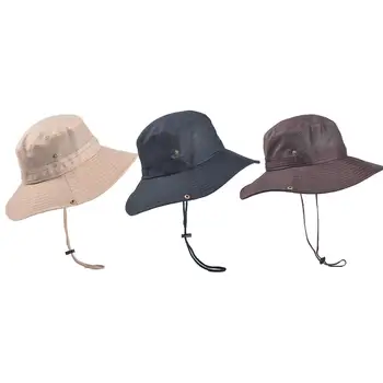 

Wide Brim Summer UV Protection Sun Hat Solid Color Men's Beach Hat Foldable Adjustable and Breathable Fishing Cap