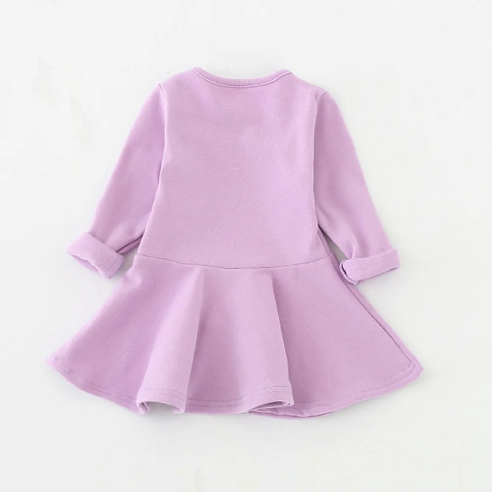 Vestido infantil/платье для маленьких девочек; 7 ярких цветов; однотонное Повседневное платье принцессы с длинными рукавами для малышей; одежда для маленьких девочек