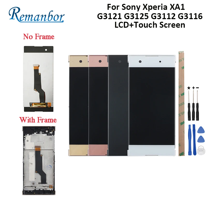 

Remanbor For Sony Xperia XA1 LCD G3121 G3125 G3112 G3116 LCD Display And Touch Screen With Frame Repair Accessory 5.0" +Tools