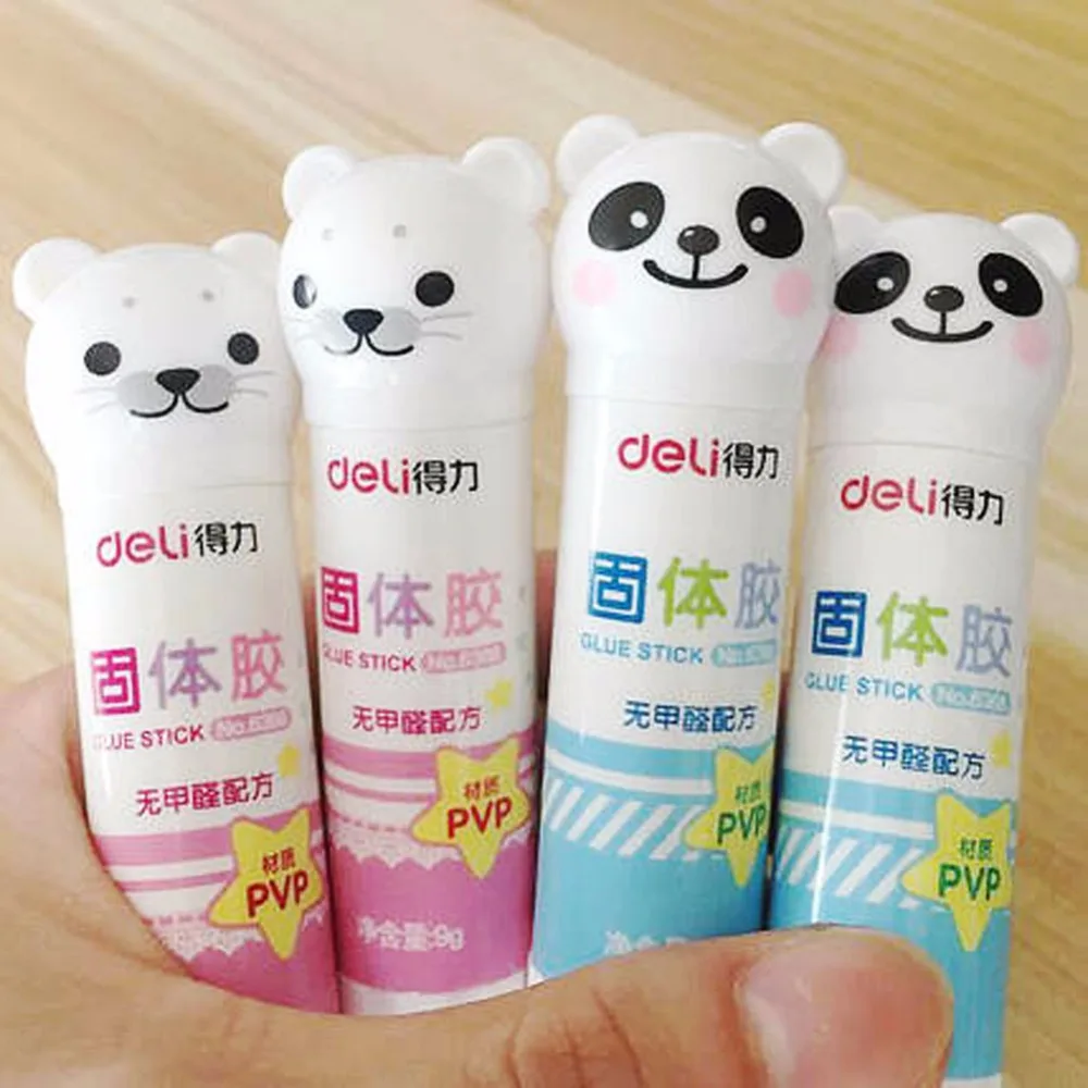 4 PC/Lot Cute Animal Head Cap Adhesive & Sticky PVA Glue Stick for