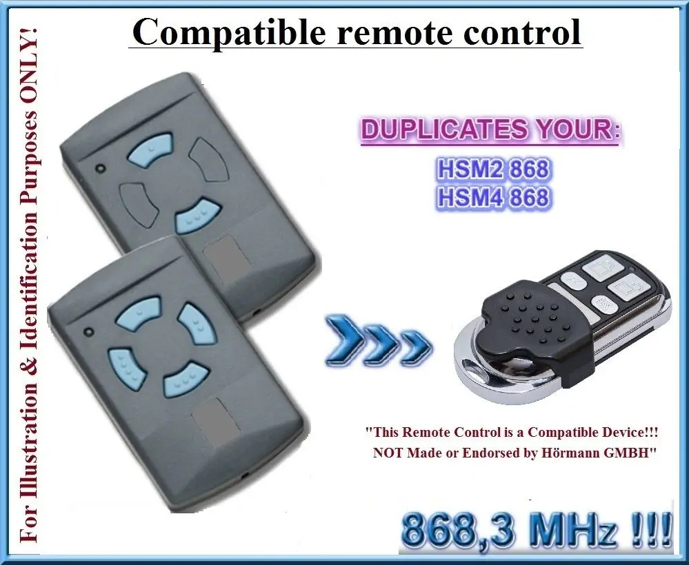 

Compatible with HSM2,HSM4 Blue Button Remote control 868.3MHz clone