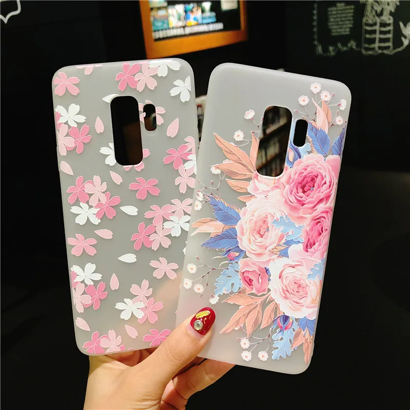 YHBBCASES для Samsung Galaxy S8 S9 S10 Plus модный 3D рельефный цветочный чехол из тпу Note 8 9 милый