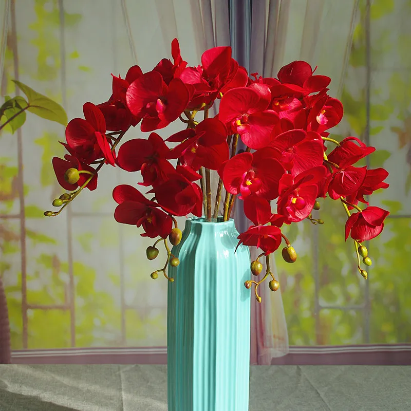 

Large Size 100cm Red Phalaenopsis Orchids Silk Real Touch Flower Decorative Wedding Flower Floral Party Free Shipping