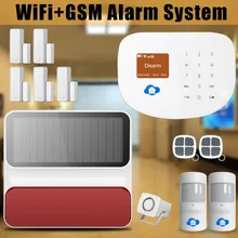 Chuangkesafe Chuangkesafe WIFI de Casa Inteligente/Sistema de Alarma Antirrobo GSM Seguridad Para el Hogar detector de Humo + Sirena del Estroboscópico Solar Al Aire Libre