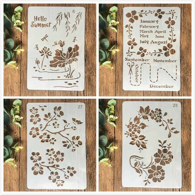 

4Pcs/Set 26cm Summer Flower Craft DIY Layering Stencils Painting Scrapbooking Stamping Embossing Album Paper Card Template