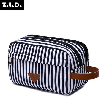 

Newhotstacy Bag 062919 stripe make up hand bag canvas stripe cosmetic bag
