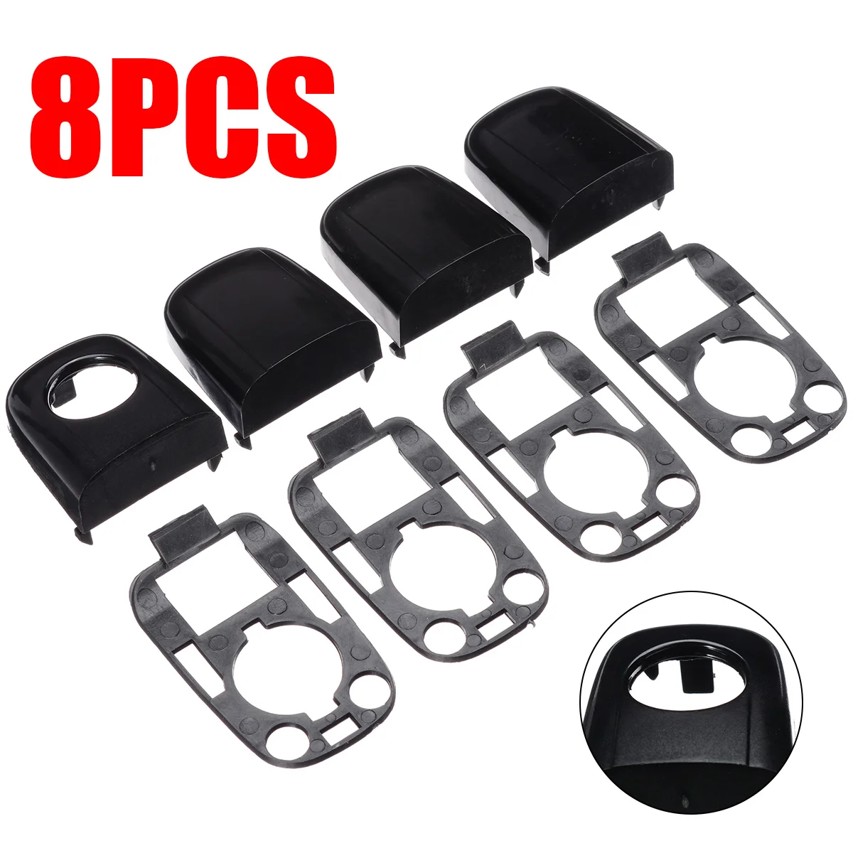 8pcs/set Left Right Car Door Handle End Cap Protective Lock Cover Kit For Peugeot 307 For Citroen C2 C3