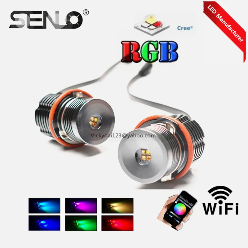 

hot sale halo ring rgb led Angel Eye e39 20W led marker canbus color change phone control For BM W E87 E39 E60 E65 E53 e36 e46