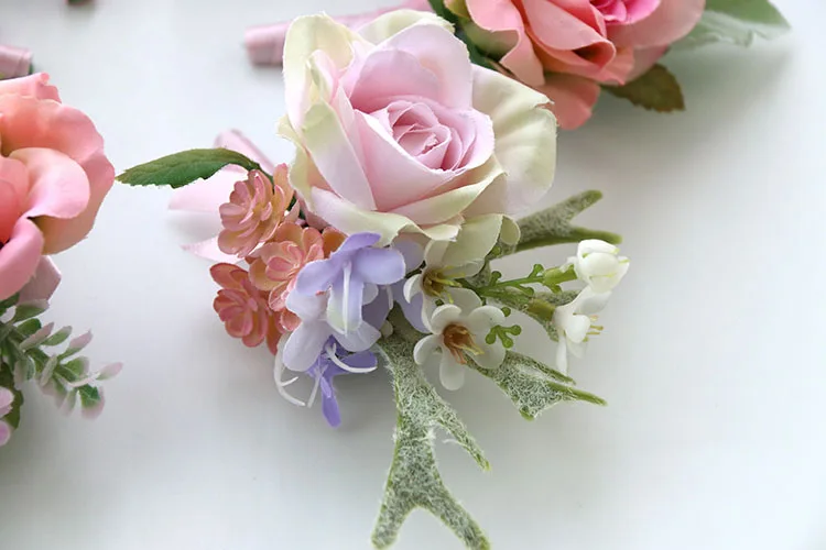 30066-30061-pink wrist corsage boutonniere wedding  (1)