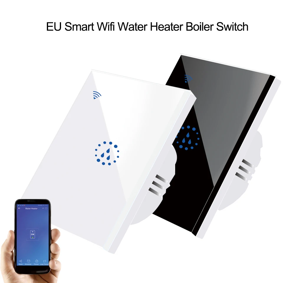 

EU Wifi Water Heater Switch Boiler timer Switches Touch Panel APP Remote control voice control by Alexa google home ewelink APP