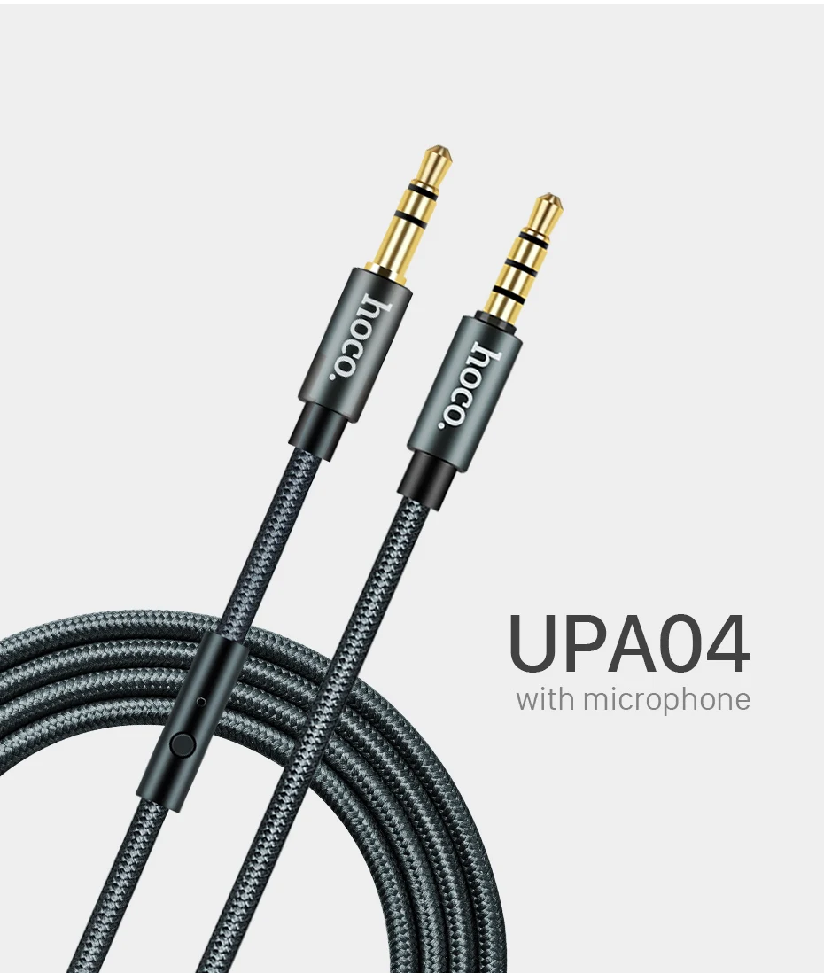 HOCO Audio Jack 3.5mm Jack Male to Male with Microphone Headphone AUX Cable for All Smartphone Car Subwoofer Speaker MP3/4 1m