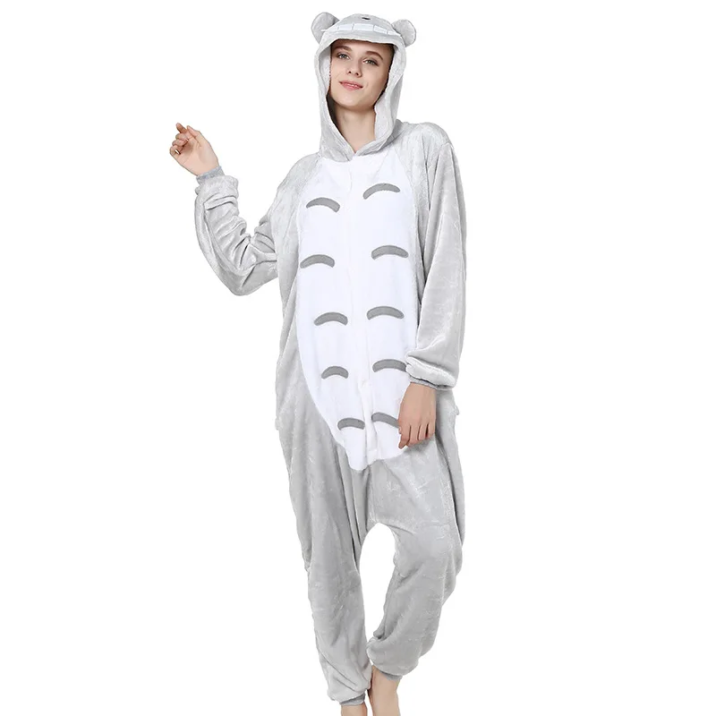 

Totoro Kigurumi Onesie Adult Women Animal Pajamas Suit Flannel Warm Soft Sleepwear Onepiece Winter Warm Pijama Cosplay