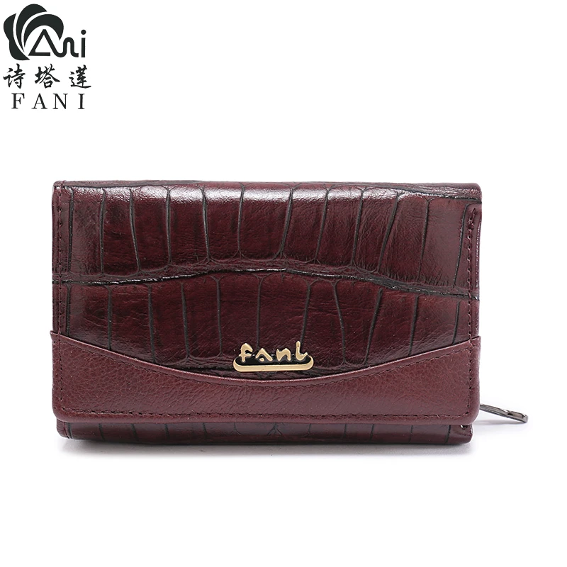 

FANI Womens Hasp Wallets 100% Genuine Leather Ladies Purses Lady Coin Pocket Red Short Wallet Female Clutch Bag For Women Gift