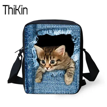 

THIKIN Women Messenger Bags Cute 3D Cat Animal Shoulder Bag Handbags Kids Clutch Bag Children Cross body Bag for Girls Bolsa New