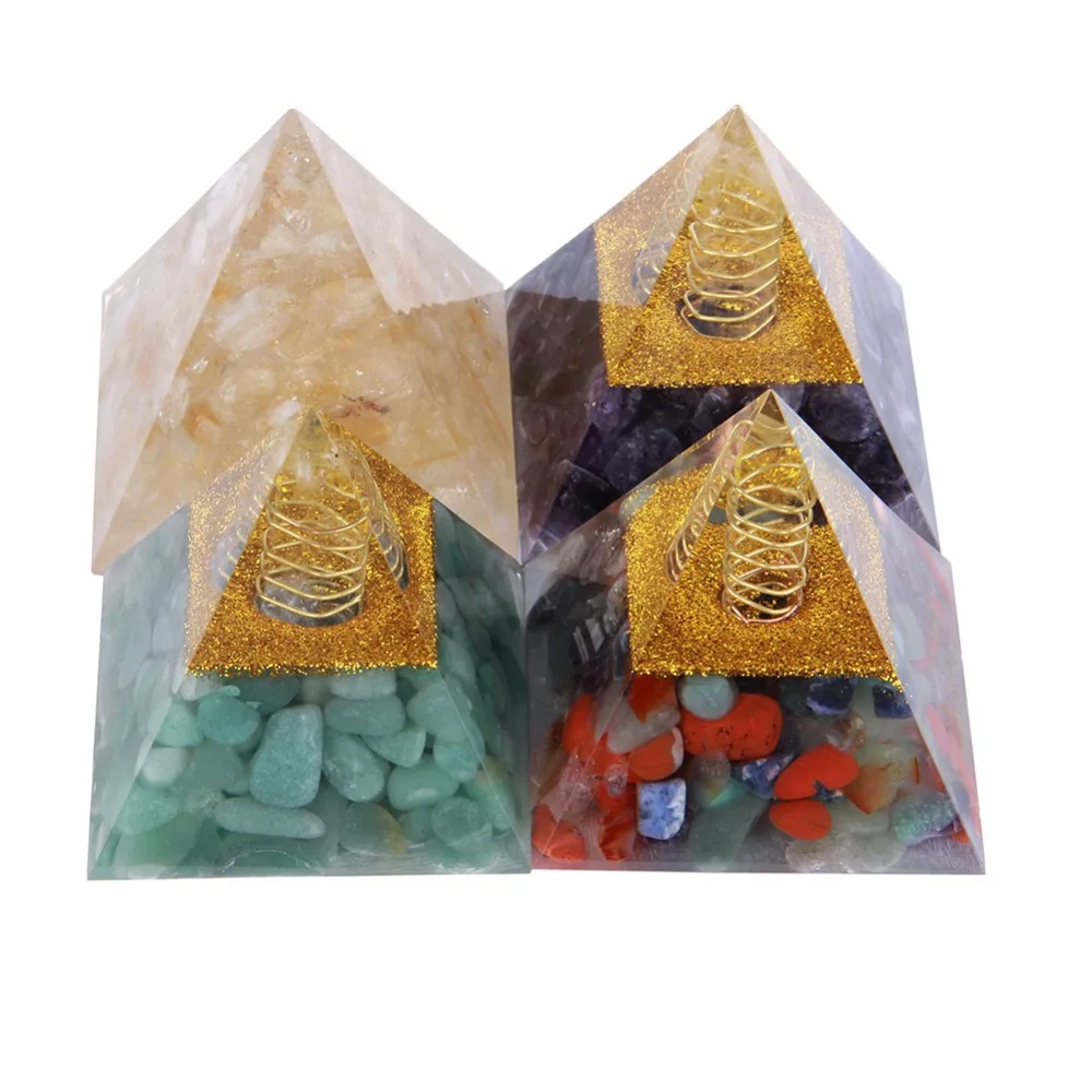 6cm Natural Aventurine Amethyst Citrine Quartz Tumbled Stones Orgone Pyramid Figurine Crystal Gemstone Healing Statue 1pc | Дом и сад