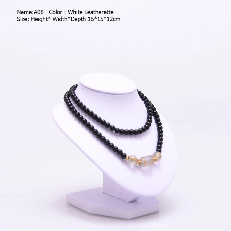 Белый или черный кожзам-Цепочки и ожерелья бюст Jewellery Дисплей подставка держатель торс длинный звено цепи ювелирные изделия Организатор 36 см Tall a-01