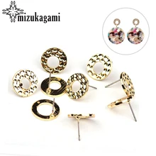

2017 Fashion 6pcs/lot Zinc Alloy Gold Round Circle Stud Earring Base Connectors Linker For DIY Earrings Jewelry Accessories