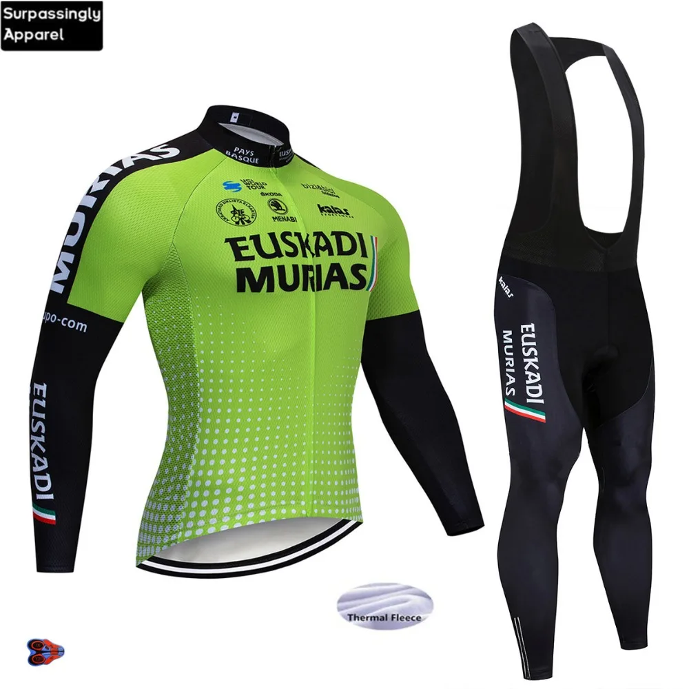 

Winter 2019 TEAM EUSKADI Cycling Jersey Bike Pants Suit Ropa Ciclismo Mens 9d Gel Thermal Fleece PRO Bike Maillot Culotte Wear