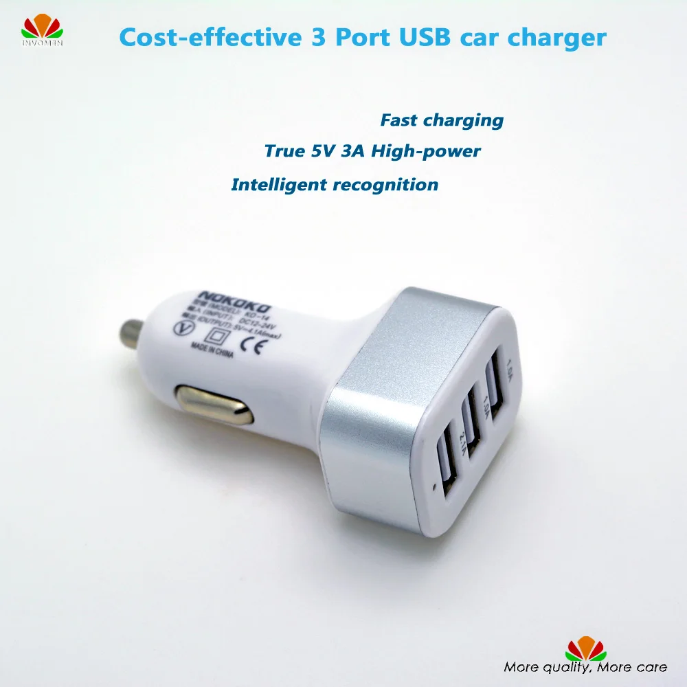 Quality 3A high power 3 Port USB car charger Fast charging FOR iPad I5
