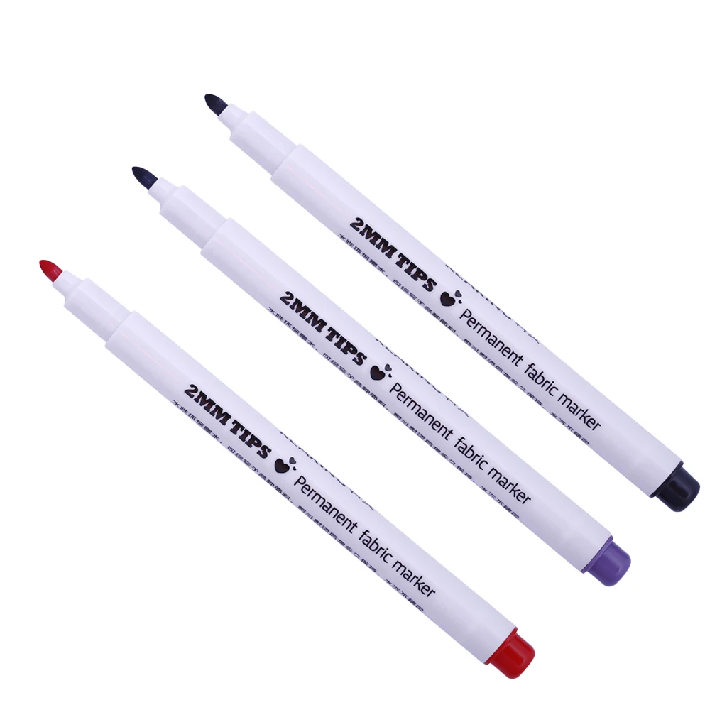 3Pcs 2mm Permanent Fabric Paint Marker T-Shirt Pens For Clothes Shoes DIY Graffiti Design for Artist