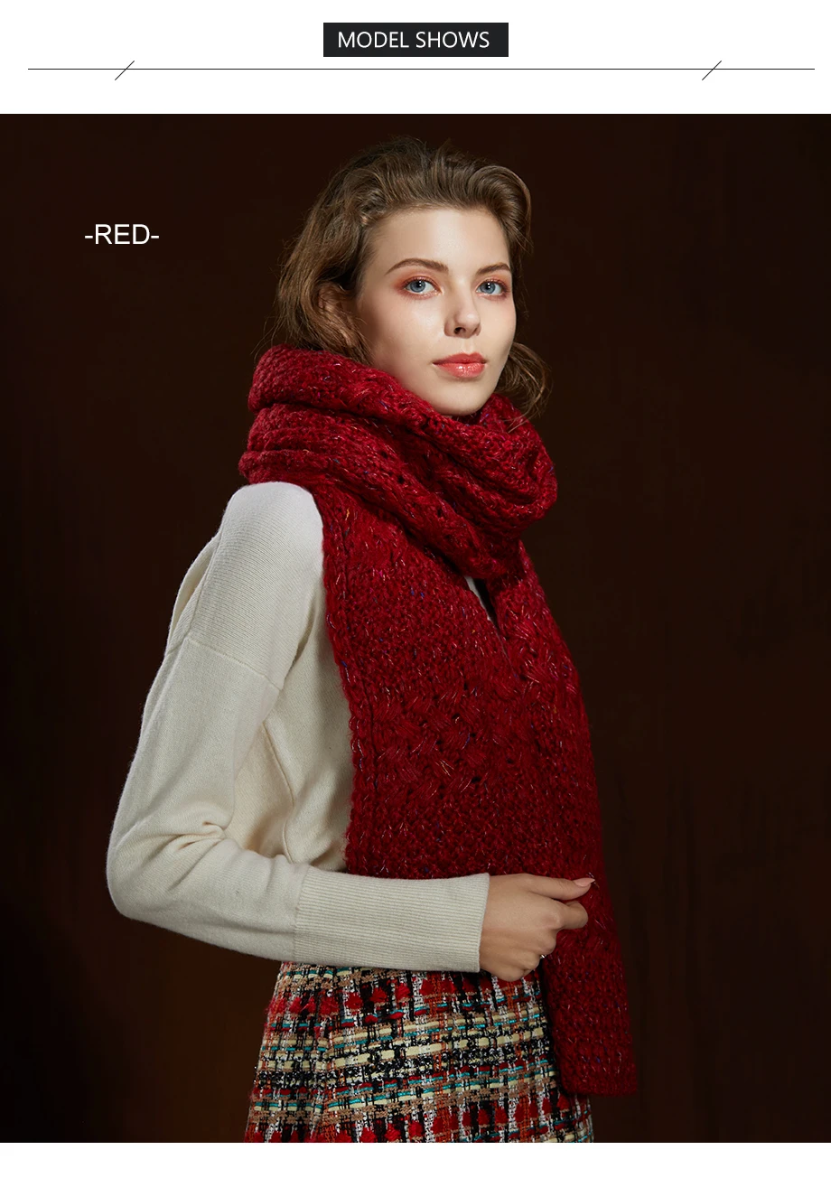 Winter Women Scarf Wool Knit Thick Scarves Female 2019 New Most Popular Design Shawls Warmer Women's Scarves Warm Ladies Scarf (5)