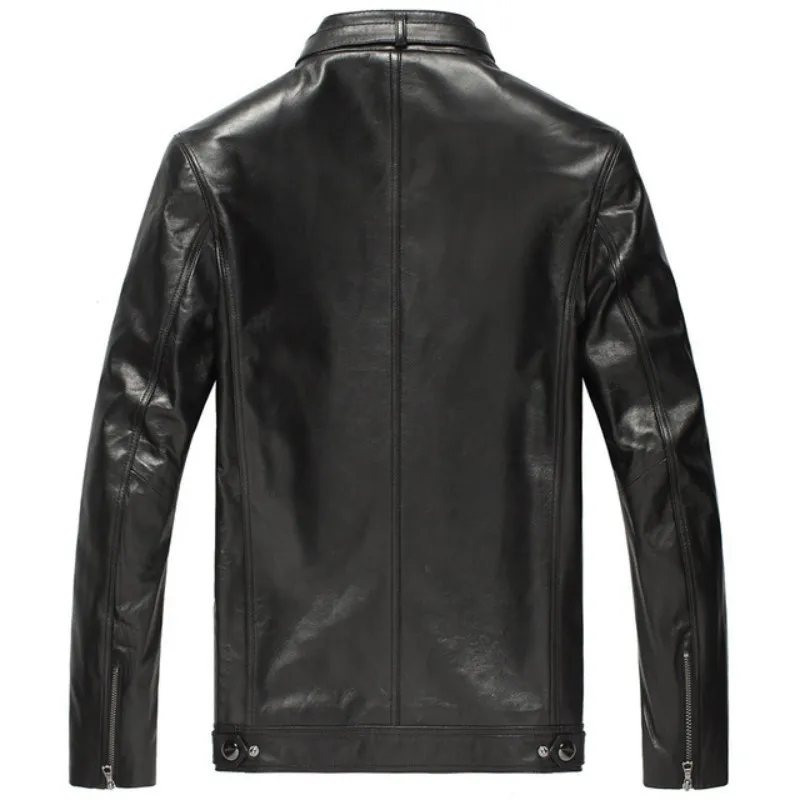 2018 Black Genuine Leather Moto Biker Jacket Men Streetwear Fashion Zipper Real Sheepskin Leather Bomber Jackets Male Clothes 2018 Black Genuine Leather Moto Biker Jacket Men Streetwear Fashion Zipper Real Sheepskin Leather Bomber Jackets Male Clothes