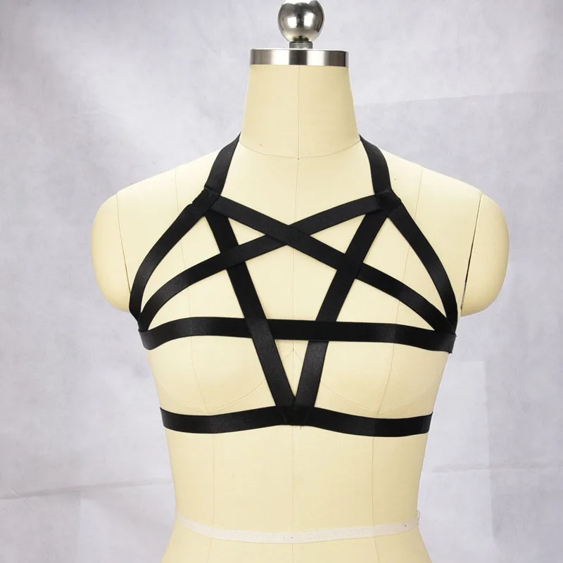 FEESHOW Damen Harness BH Straps Leder Brust Geschirre Body Gürtel Punk