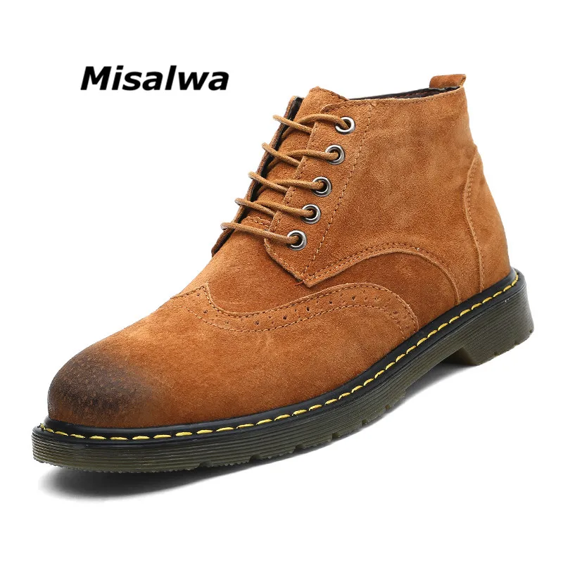Drawing Freaky 安い Misalwa メンズビッグプラスサイズブラウンスエード作業安全靴春の革冬 の雪暖かい ぬいぐるみカジュアル黒足首ブーツの靴 オンライン 価格