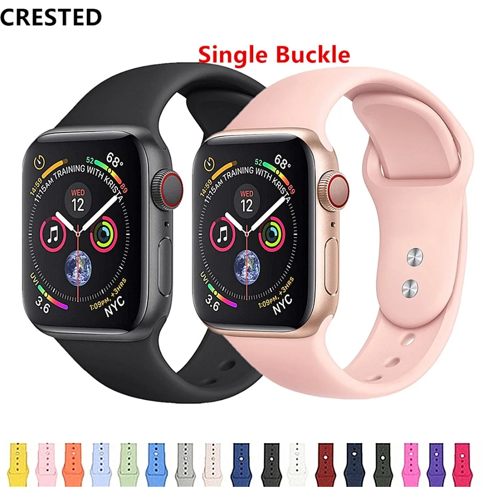 

CRESTED Strap For Apple Watch band 4 3 iwatch band 42mm 38mm 44mm/40mm pulseira correa Bracelet apple watch 4 watch Accessories