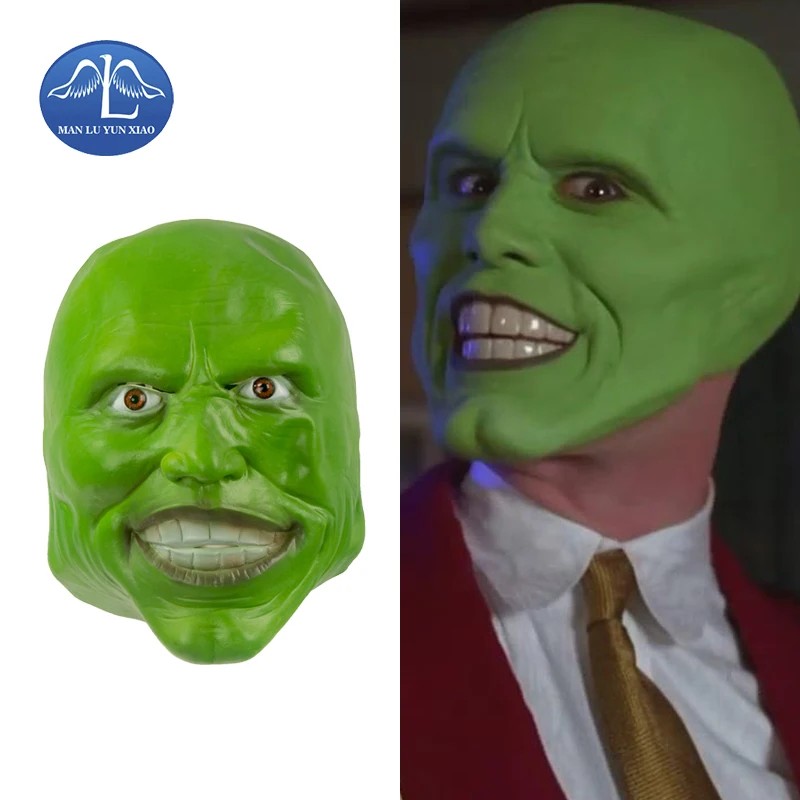 

MANLUYUNXIAO Green Latex Mask Jim Carrey Mask Fancy Cosplay Halloween Film Props Zenomorph Role Character Wholesale