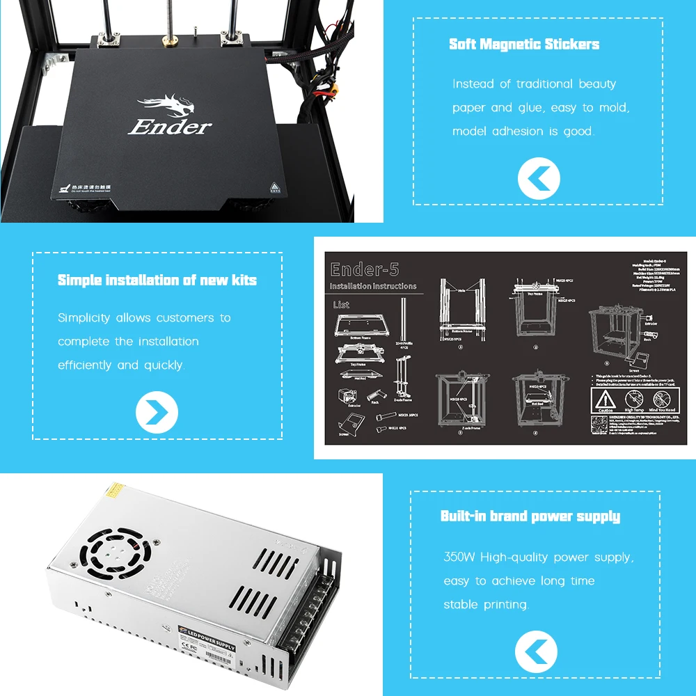 CREALITY Core-XY 3d принтер Ender-5 V1.1.4 материнская плата полностью металлическая рамка Ender-5 3D-принтер DIY с отключением питания печать