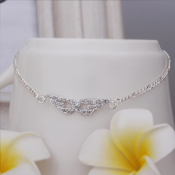 New Arrival Wholesale 925 Sterling Silver Anklets 925 Silver Fashion Jewelry New Design Inlain Zircon Anklets
