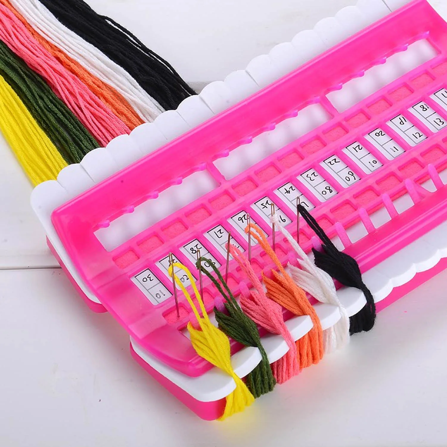 

Floss Organizer with 30 Positions for Cross Stitch Supplies Embroidery DIY Tools Craft Accessory Sewing Needles Holder Pink