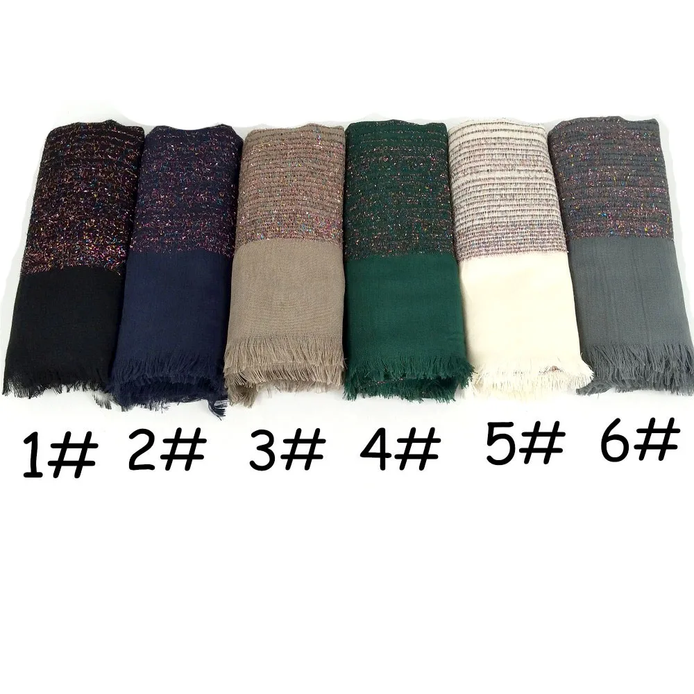 V89 кисточка Блестящий хлопковый шарф морщинка мусульманский хиджаб обертывания повязка шали/шарф 180*90 см 10 шт./лот