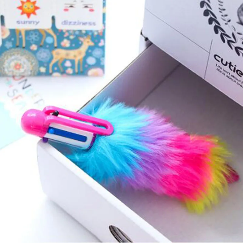 Escolar de Escritório Criativo Cores Plush Aquecimento Plástico Arco-íris Esferográfica Canetas Moda Material Bonito Negócio Escrita 10 Pçs 6 8 High Quality Material escolar e de escritório