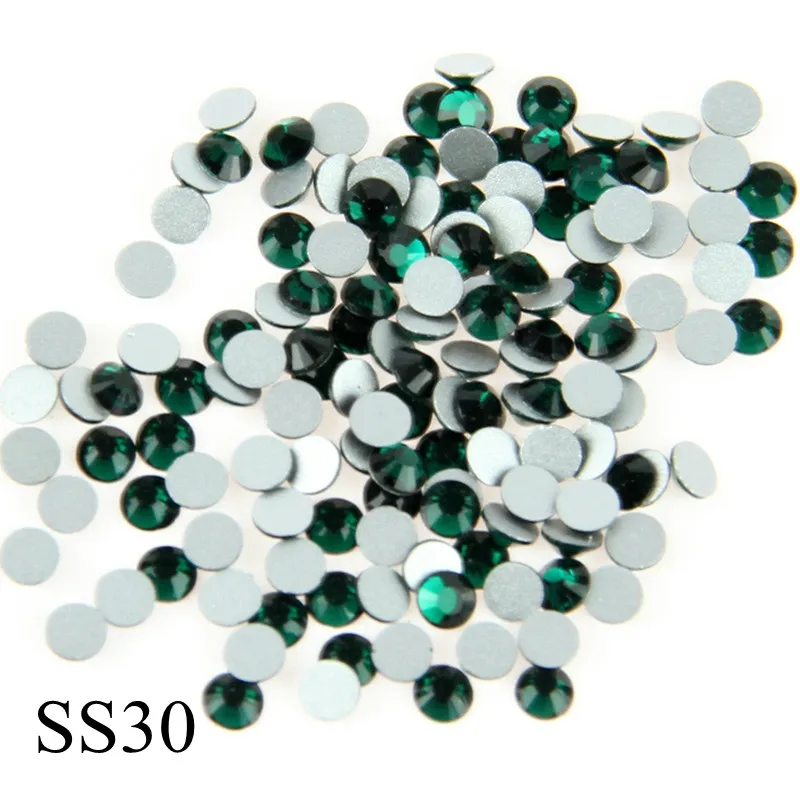 288pcs/lot SS30 Dark Green Crystal Glass Flatback Stones Without Glue