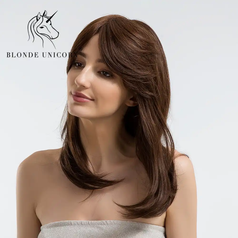 Blond Edinorog Elegantnyj 22 Dyujma Dlinnye Volosy Parik Naturalnye Volnistye Volosy S Bokovym Chelom Temno Korichnevyj 30 Chelovecheskih Volos Dyshashij Parik Dlya Zhenshin Aliekspress