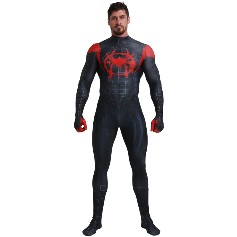 FOGIMOYA Black Miles Morales костюм Человека-паука для взрослого мальчика Человек-паук косплей-костюм супергерой зентай Человек-паук