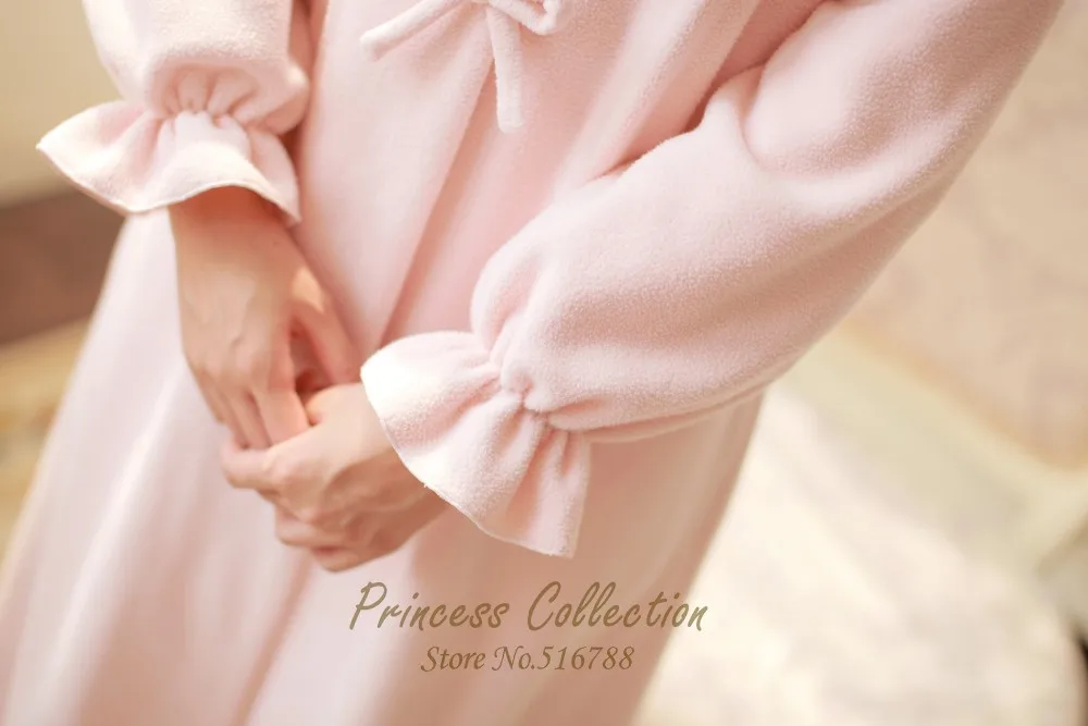 Флисовая ночная рубашка принцессы женский зимний длинный халат розовая и фиолетовая Пижама