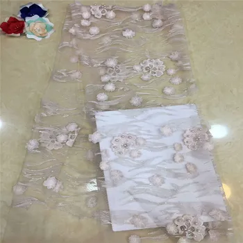 

French Net Lace Fabric 2018 Latest African Lace Fabric With Embroidery Mesh Tulle Lace Fabric High quality Nigerian Lace XC8-43