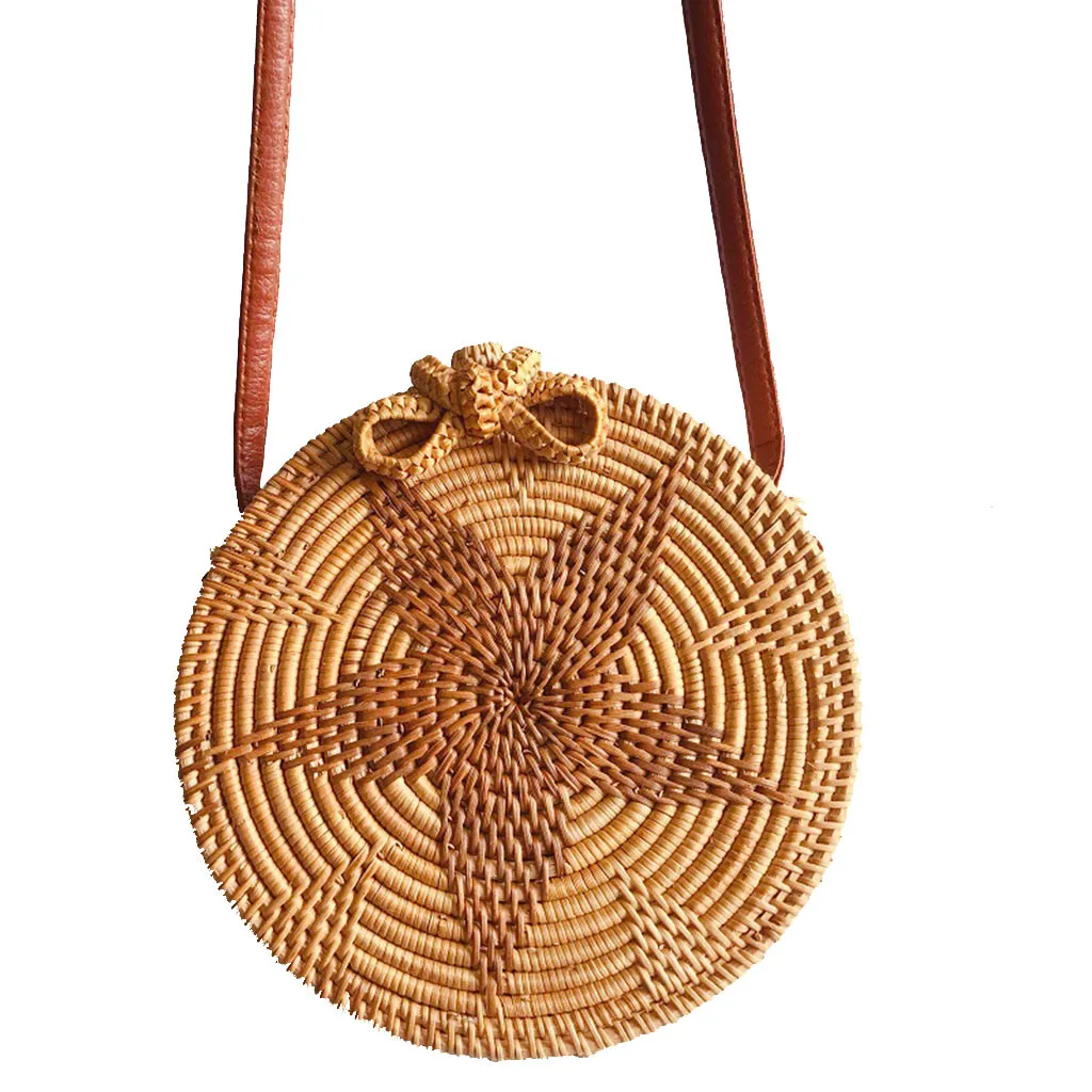 

Vacation Wind Diagonal Cross-bag Star Pattern Retro Rattan Straw Beach Bag Crossbody